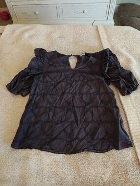 Dark Grey Joie Women’s Puff Sleeve Keyhole Blouse Size Small